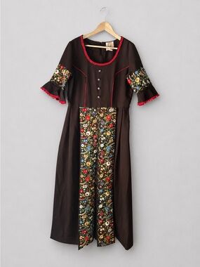 Vintage Licht Trachtenhaus Embroidered Folk Dress German Austrian Trachten Sz 18
